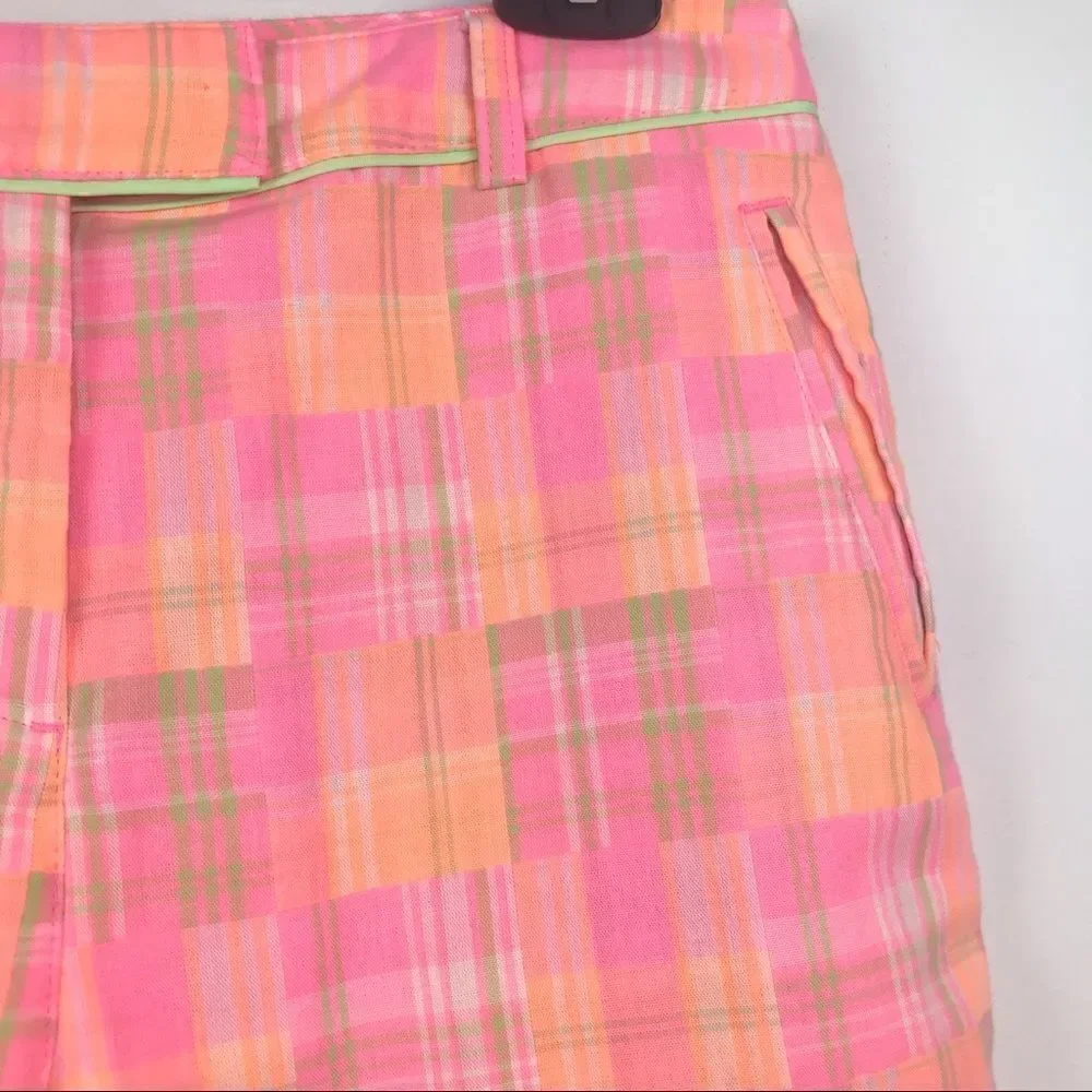 Lady Hagen Vibrant Pink Plaid Bermuda Shorts